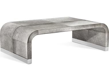 Interlude Home Hudson 52" Rectangular Leather Natural Hide Polished Nickel Coffee Table IL118171