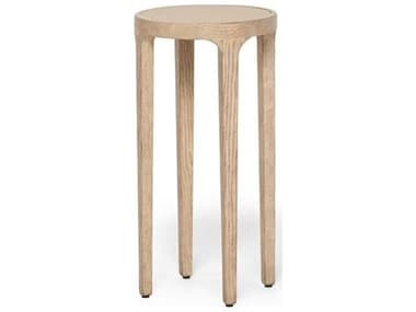 Interlude Home Putney Round Wood Washed Taupe Cream Latte End Table IL118305