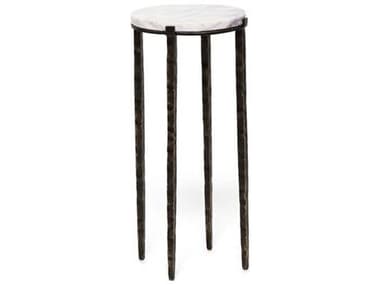 Interlude Home Como Round Marble Gilded Bronze Salt End Table IL118329