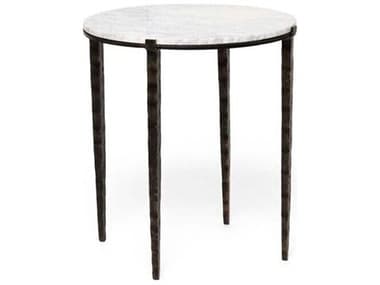 Interlude Home Como Round Marble Gilded Bronze Salt End Table IL118331