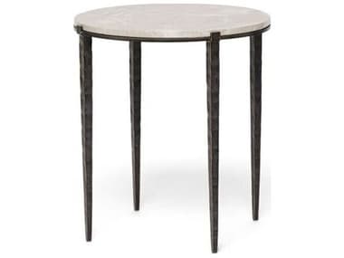 Interlude Home Como Round Marble Gilded Bronze Sahara End Table IL118332