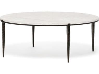 Interlude Home Como Round Marble Gilded Bronze Salt Coffee Table IL118333