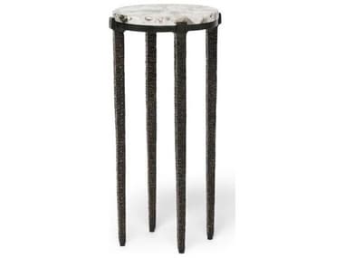 Interlude Home Como Round Marble Gilded Bronze Patagonia End Table IL118340