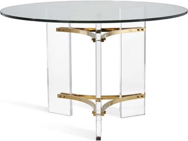 Interlude Home Tamara Round Glass Clear Polished Brass Dining Table IL125925