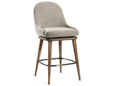 Interlude Home Harper Swivel Fabric Upholstered Autumn Brown Flax Antique Bronze Counter Stool IL145232