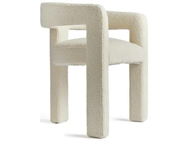 Interlude Home Avery White Fabric Upholstered Arm Dining Chair IL145277