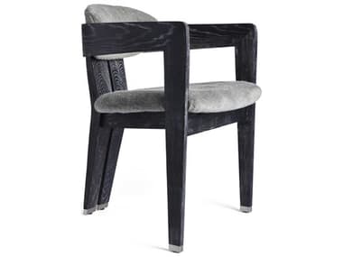 Interlude Home Maryl Ash Wood Gray Fabric Upholstered Arm Dining Chair IL145298