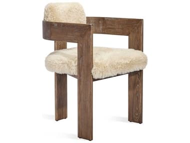 Interlude Home Jonah Fur Beige Arm Dining Chair IL145300