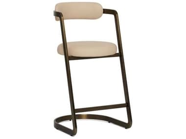 Interlude Home Baldwin Antique Bronze Cream Latte Faux Leather Counter Stool IL145302