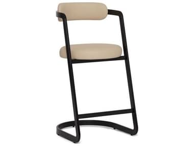 Interlude Home Baldwin Matte Black Cream Latte Faux Leather Counter Stool IL145303