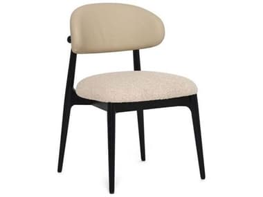 Interlude Home Liam Ash Wood Black Upholstered Armless Dining Chair IL145319