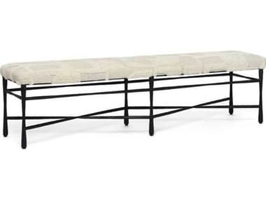 Interlude Home Collins Matte Black Terrain Beige Upholstered Accent Bench IL145359