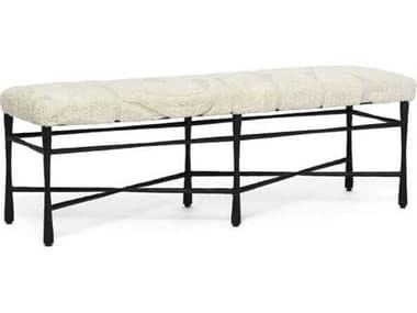 Interlude Home Collins Matte Black Terrain Beige Upholstered Accent Bench IL145360