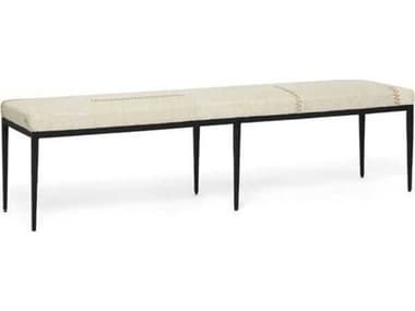 Interlude Home Cecile Matte Black Rye Beige Upholstered Accent Bench IL145367