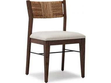 Interlude Home Colony Oak Wood Black Upholstered Armless Dining Chair IL145425