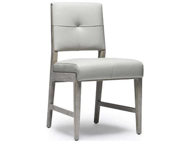 Interlude Home Essex Leather Mahogany Wood Gray Upholstered Side Dining Chair IL148202