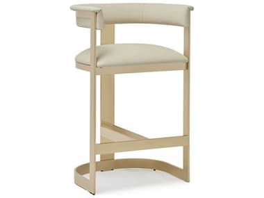 Interlude Home Darcy Polished Brass Buff Cream Upholstered Counter Stool IL148305