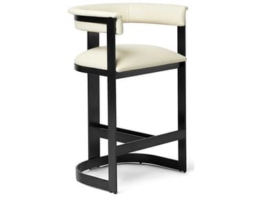 Interlude Home Darcy Matte Black Buff Cream Upholstered Counter Stool IL148306