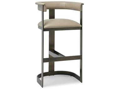 Interlude Home Darcy Antique Bronze Fawn Taupe Leather Bar Stool IL148307