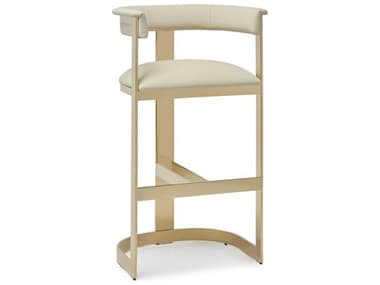 Interlude Home Darcy Polished Brass Buff Cream Leather Bar Stool IL148308