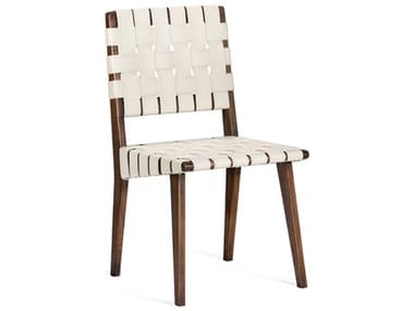 Interlude Home Louis Leather Walnut Wood Beige Upholstered Side Dining Chair IL149098