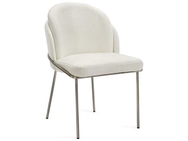 Interlude Home Elena Satin Nickel / Oyster Side Dining Chair IL149936