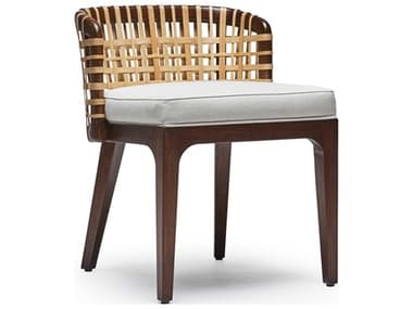 Interlude Home Palms Mahogany Wood Brown Fabric Upholstered Side Dining Chair IL149970