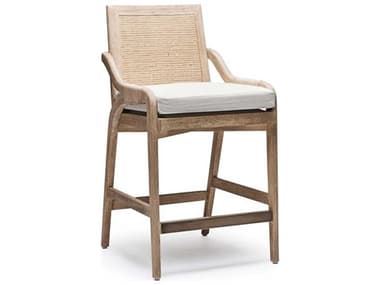 Interlude Home Delray Fabric Upholstered Mahogany Wood White Ceruse Off Dark Antique Brass Natural Counter Stool IL149979