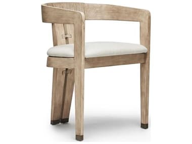 Interlude Home Maryl III Rattan Beige Fabric Upholstered Arm Dining Chair IL149981