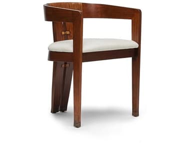 Interlude Home Maryl III Rattan Brown Fabric Upholstered Arm Dining Chair IL149983