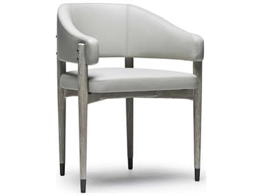 Interlude Home Cheshire Leather Mahogany Wood Gray Upholstered Arm Dining Chair IL149997