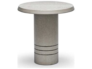 Interlude Home Hunt 22" Round Wood Cliffside Grey Classic Bronze End Table IL155186