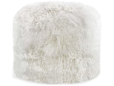 Interlude Home Amal 20" Ivory White Fur Accent Stool IL178110