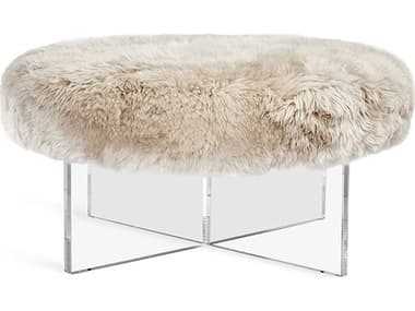 Interlude Home Jules Clear Acrylic / Morel Taupe Ottoman IL178113