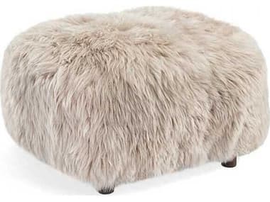 Interlude Home Anders Walnut Morel Taupe Beige Fur Ottoman IL178117