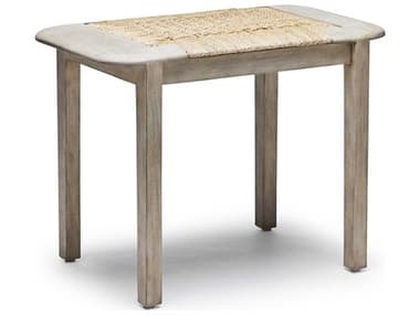 Interlude Home Juno 24" Washed White Natural Accent Stool IL178136