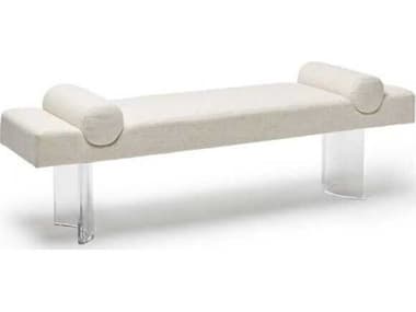 Interlude Home Bennett Clear Acrylic Aria Sand Cream Upholstered Accent Bench IL178158