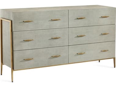 Interlude Home Morand Sorrel Grey Sharkskin / Antique Brass Six-Drawer Double Dresser IL188143