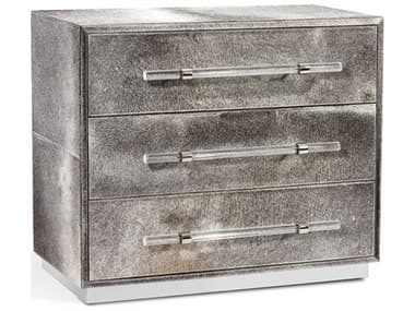 Interlude Home Cassian 36" Wide Natural Hide Polished Nickel Clear Gray Accent Chest IL188204