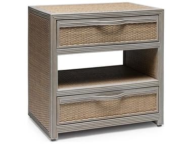 Interlude Home Melbourne 26" Wide 2-Drawers Gray Rattan Chest Nightstand IL188260