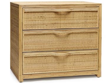 Interlude Home Melbourne 36" Wide 3-Drawers Natural Rattan Accent Chest IL188267