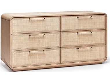 Interlude Home Marsh 6-Drawers Beige Oak Wood Double Dresser IL188284