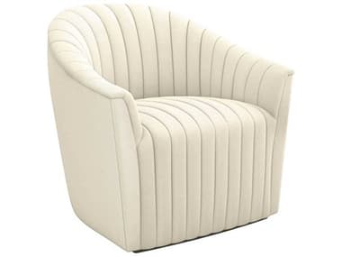 Interlude Home Channel Swivel 34" White Fabric Tufted Accent Chair IL19800315