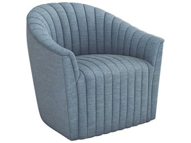 Interlude Home Channel Swivel 34" Blue Fabric Tufted Accent Chair IL19800352