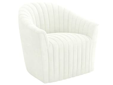 Interlude Home Channel Swivel 34" White Fabric Tufted Accent Chair IL19800353