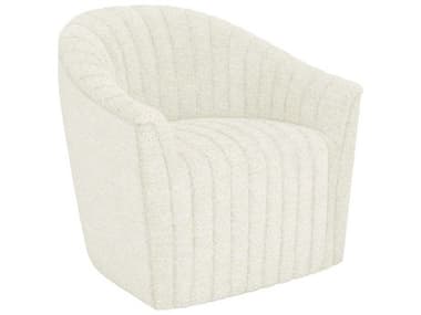 Interlude Home Channel Swivel 34" White Fabric Tufted Accent Chair IL19800355