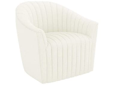 Interlude Home Channel Swivel 34" White Fabric Tufted Accent Chair IL19800357