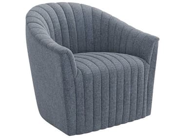 Interlude Home Channel Swivel 34" Blue Fabric Tufted Accent Chair IL19800358