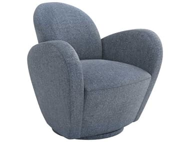 Interlude Home Miami Swivel 34" Blue Fabric Accent Chair IL19800658