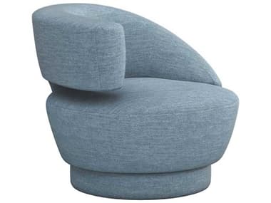 Interlude Home Arabella Swivel 35" Blue Fabric Accent Chair IL19801552